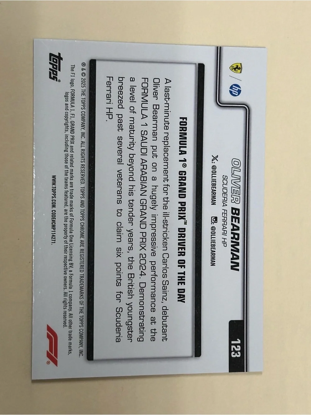 Topps Chrome Grand Prix Racing Card - Teal, Red, Yellow, Blue